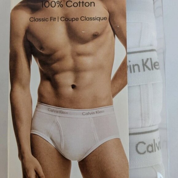 Calvin Klein Mens Sz 2XL Underwear BRIEFS Cotton Classic Fit 3 Pack White - Picture 2 of 4